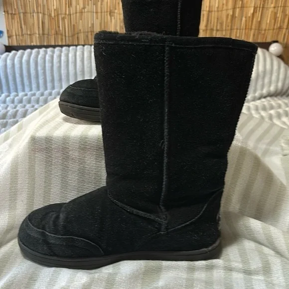BEAR PAW Black Classic Snow Winter Boots Women’s Size 10 Black Faux Fur Lining - Picture 10 of 16